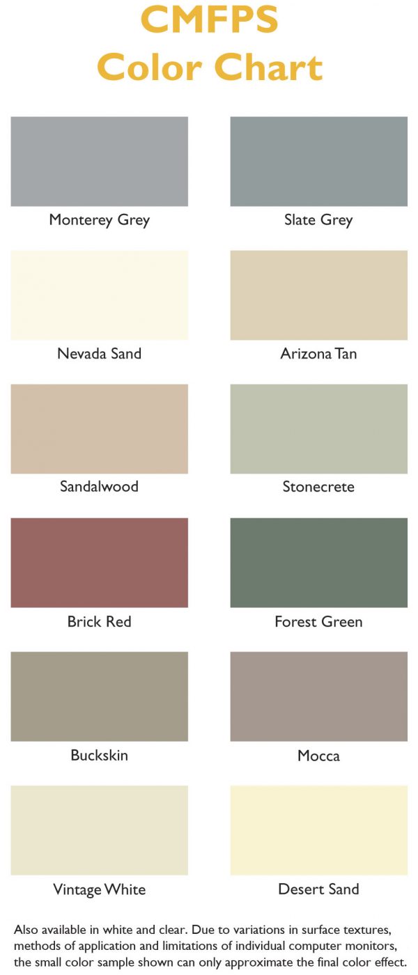 Desert Crete deck coating color chips