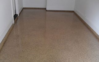 Epoxy garage coatings aftedr curing shiny brown