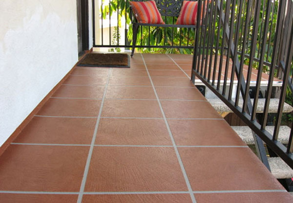 walkway coating that looks like red tile and grey grout