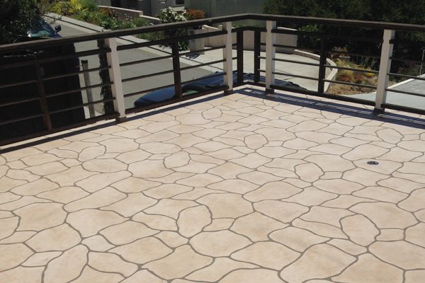 Exterior deck with a decorative stone-pattern finish