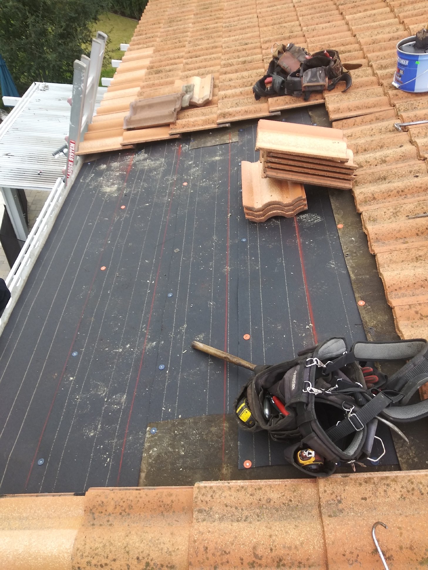 Tile Roof Repair with underlayment replacement