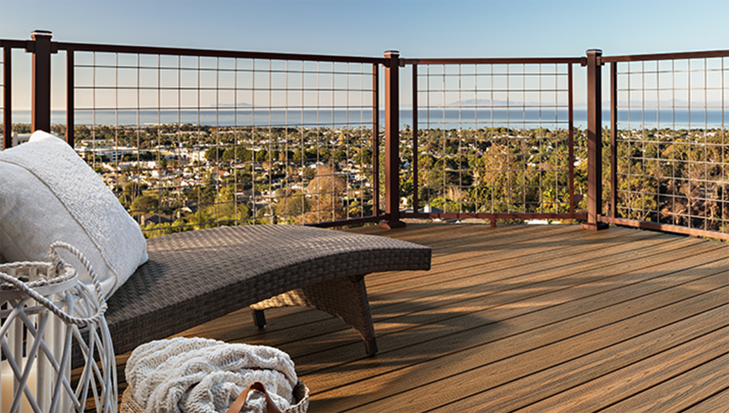 New Deck construction project with view of Orange County skyline
