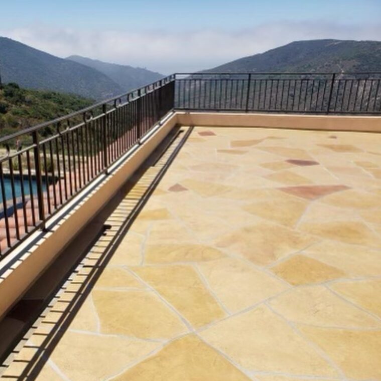concrete resurfacing after photo with sandstone colored flagstones