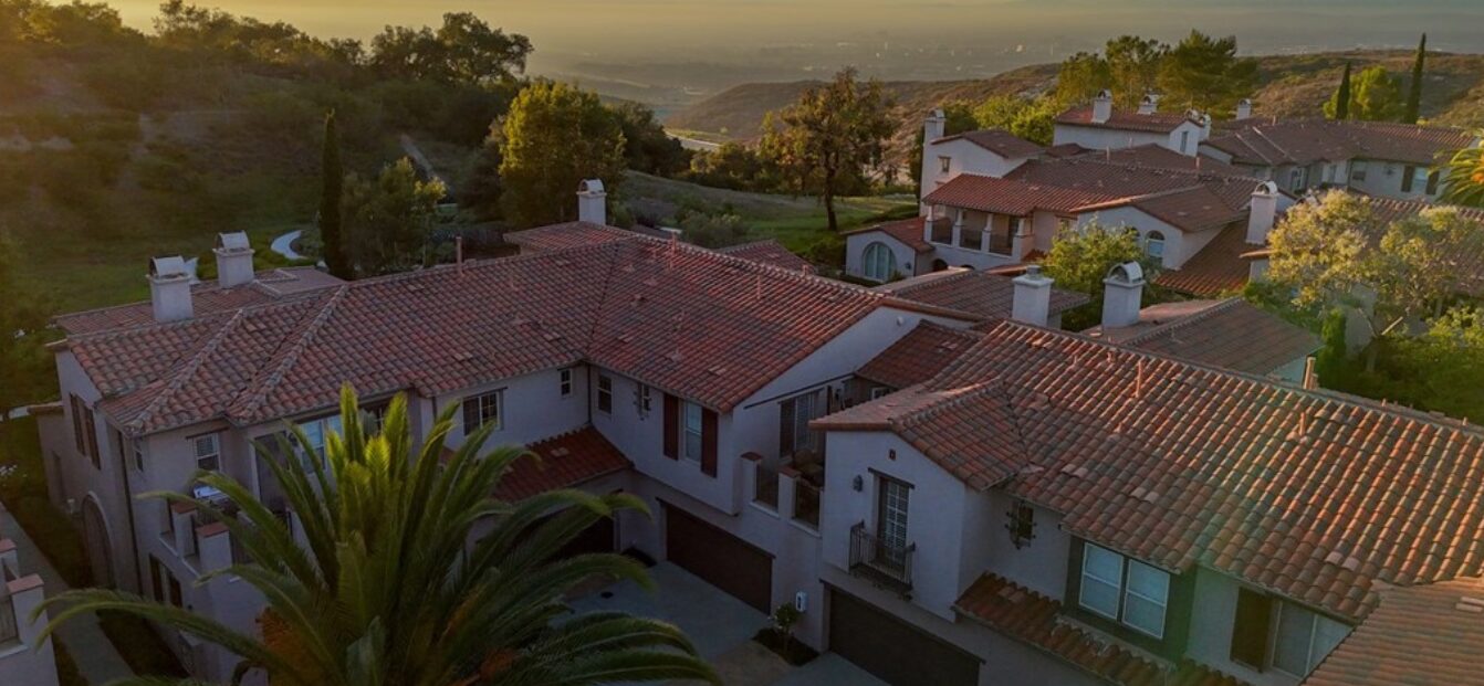 arial view of tile roof newport coast