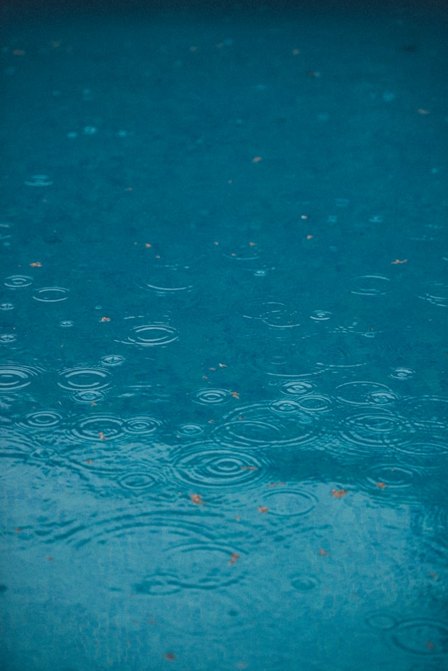 raindrops on blue surface