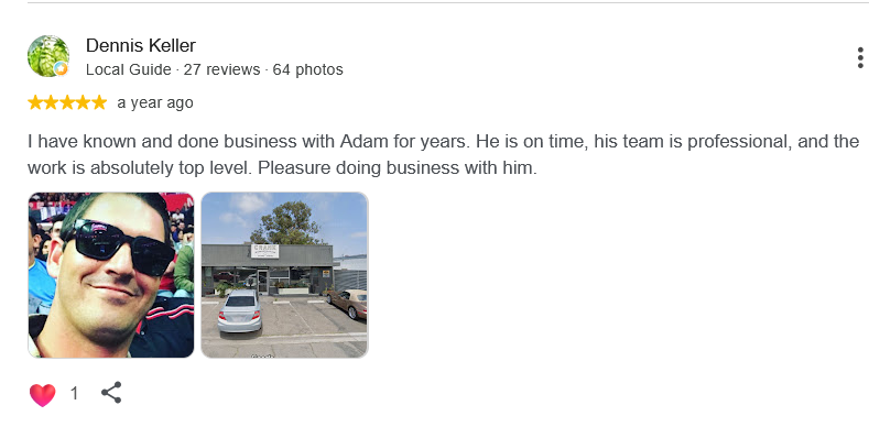 Google review of tile roof repair job by Crank Waterproofing, Decking, and Roofing